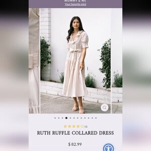 Morning Lavender Ruth Ruffle Midi Dress L Cream Vintage Look